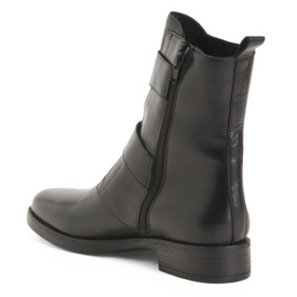 ❤️Emanuele Crasto Black Leather Italian Moto Boots Buckle Size 7/EUR 38 - Picture 2 of 12